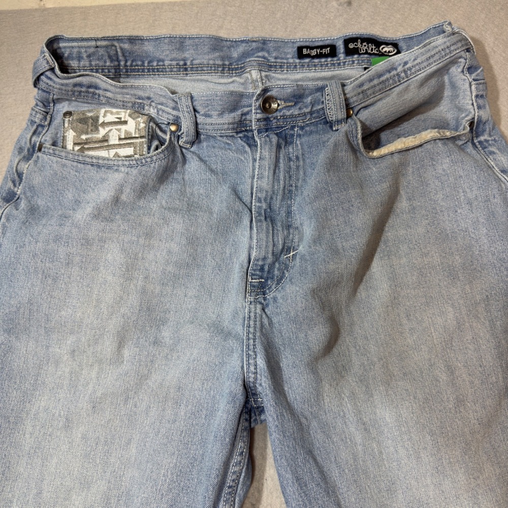 Ecko Unltd Mens Baggy Fit Light Wash Denim Jeans Size 36 Y2K Streetwear Skate‎